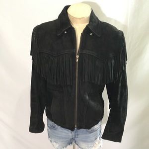 Park 5 vintage fringe western suede jacket size 8